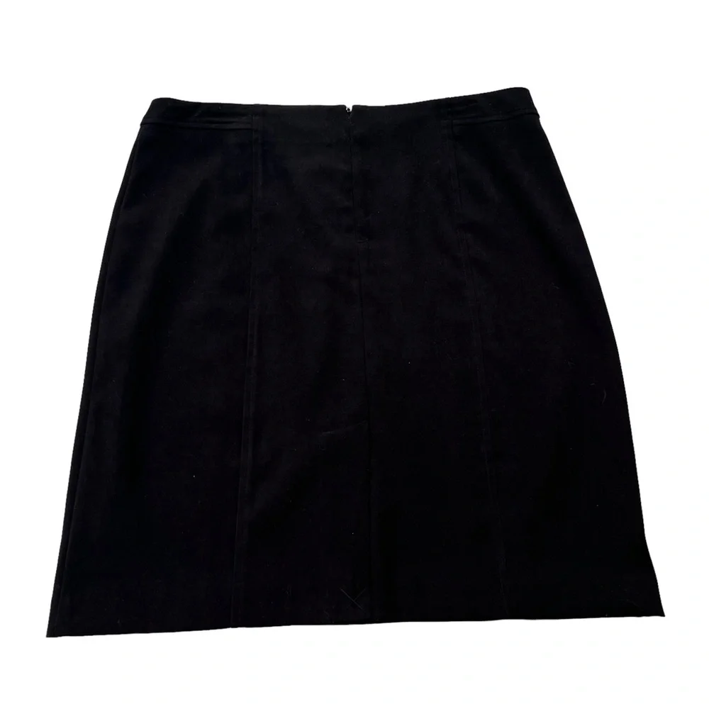 Laura Scott Womens Size 12 Black Suede Velvet Knee Length Polyester Pencil Skirt